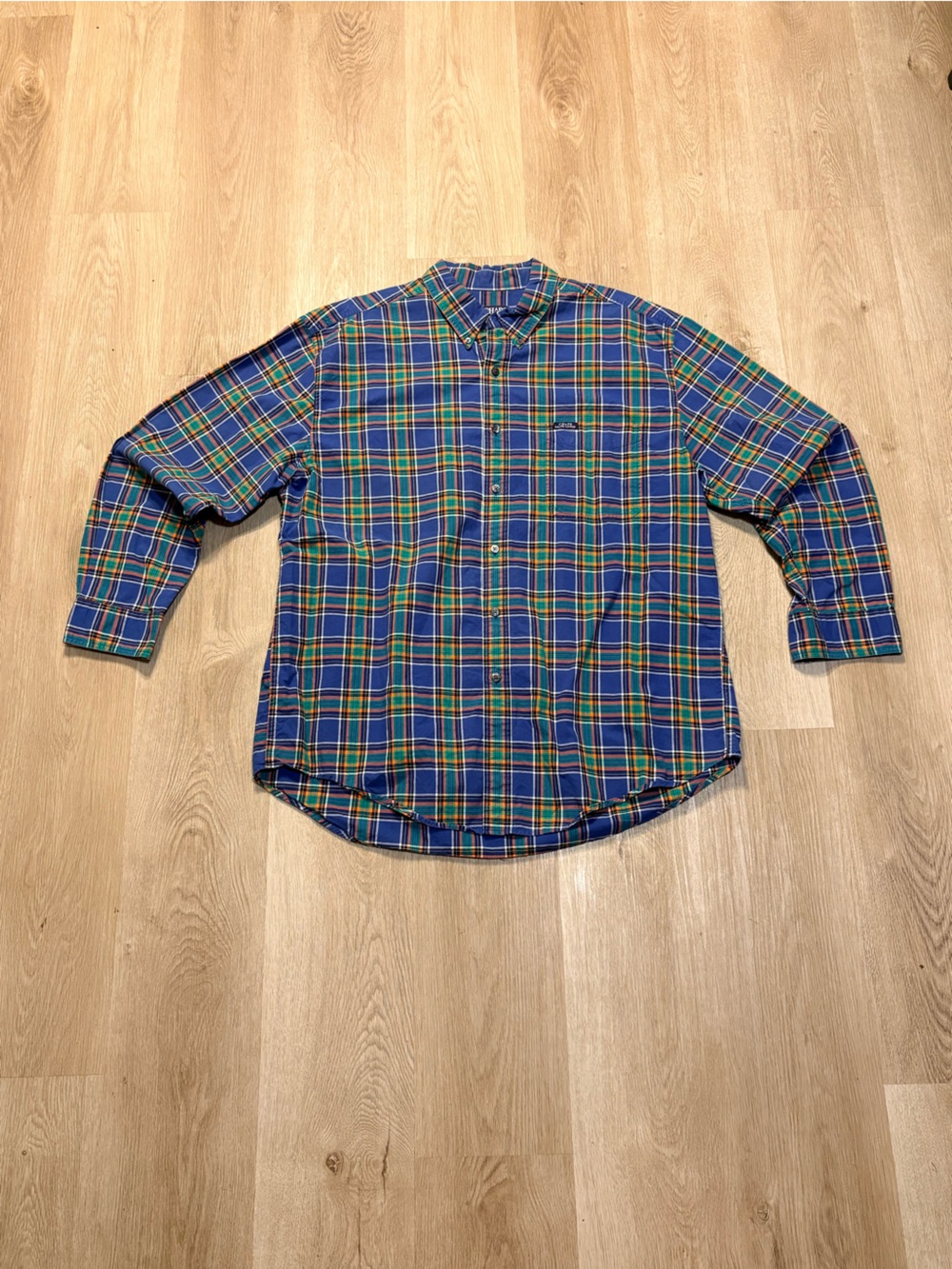 Chaps Ralph Lauren Blue & Multi Plaid Button Size XL Long Sleeve Shirt